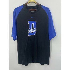 Nike Duke Athletics Raglan T Shirt Size Large Blue and Black 100% Cotton